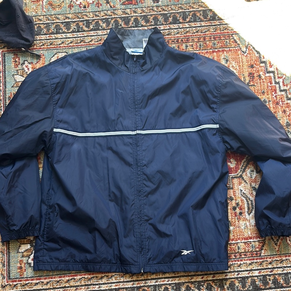 Reebok Blue Windbreaker with Reflective Stripe
